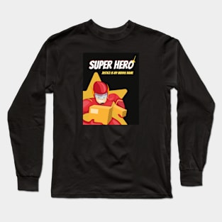 Red Superhero with Justice Long Sleeve T-Shirt